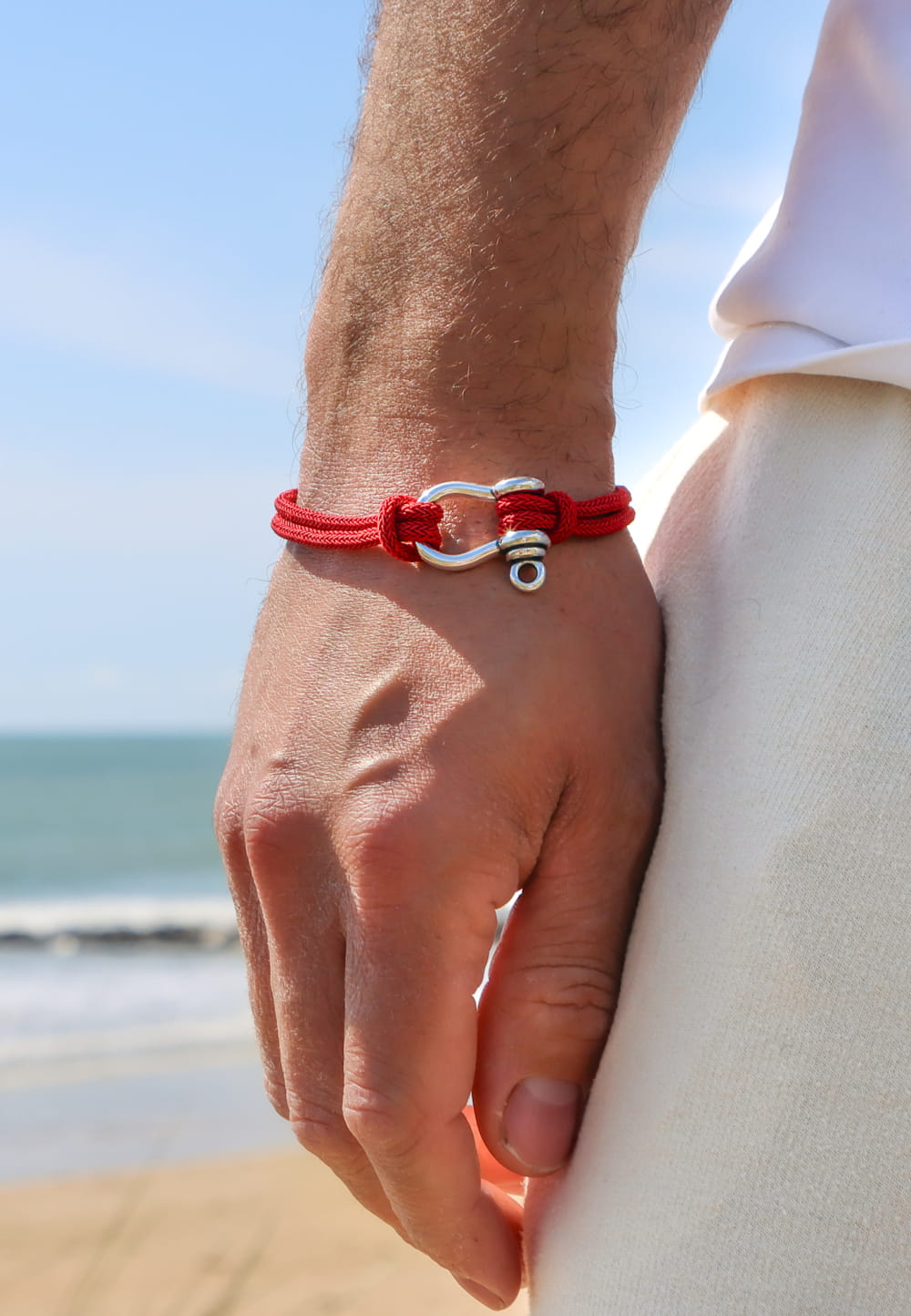 Bracelet Mousqueton Bracelet Francais Homme Bracelet Cordon Rouge