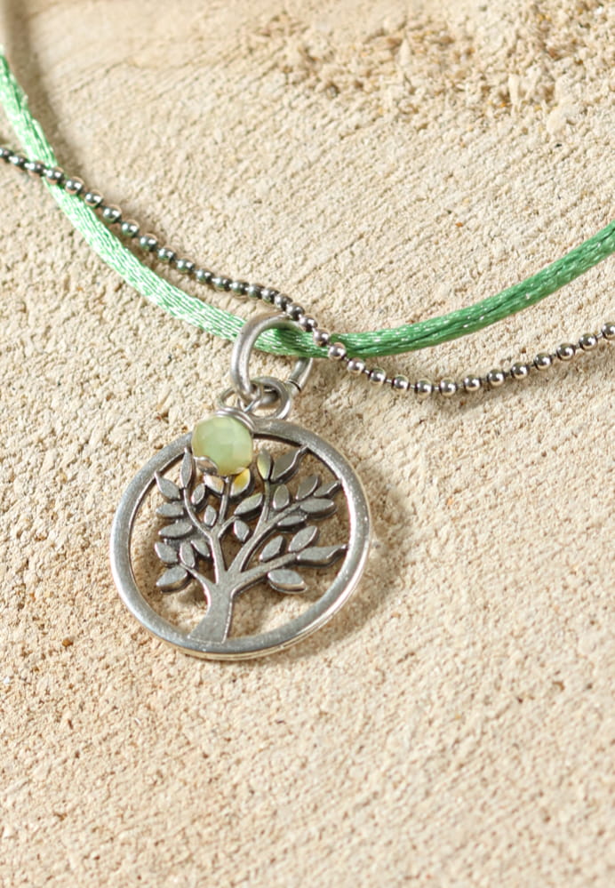 Collier Surf En Cuir Avec Pendentif 'Arbre De Vie' - Réglable 35-65 Cm - Fait Main - Noir - Neuf