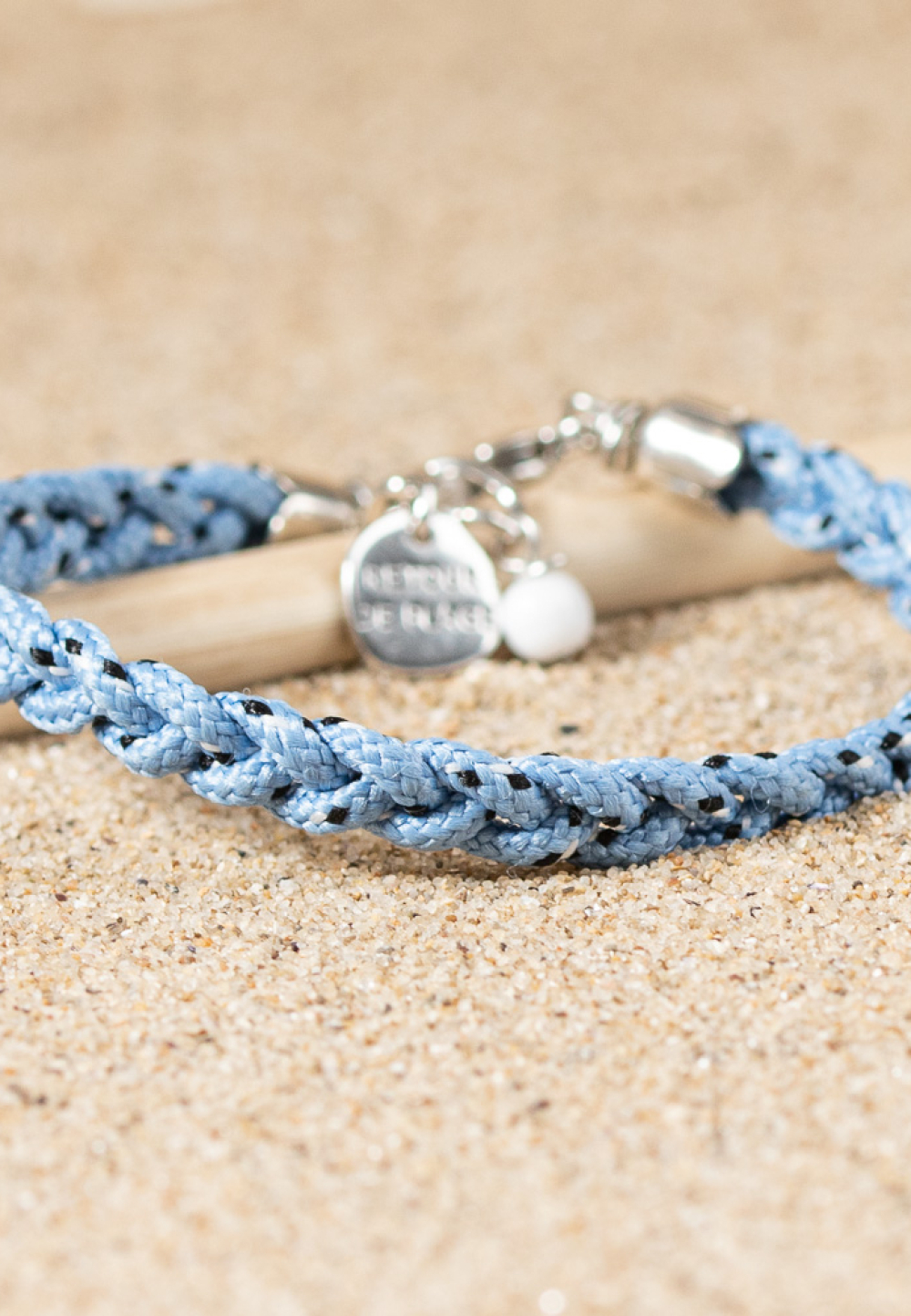 Bracelet Armel pour enfant en cordage tressé bleu - Retour de plage
