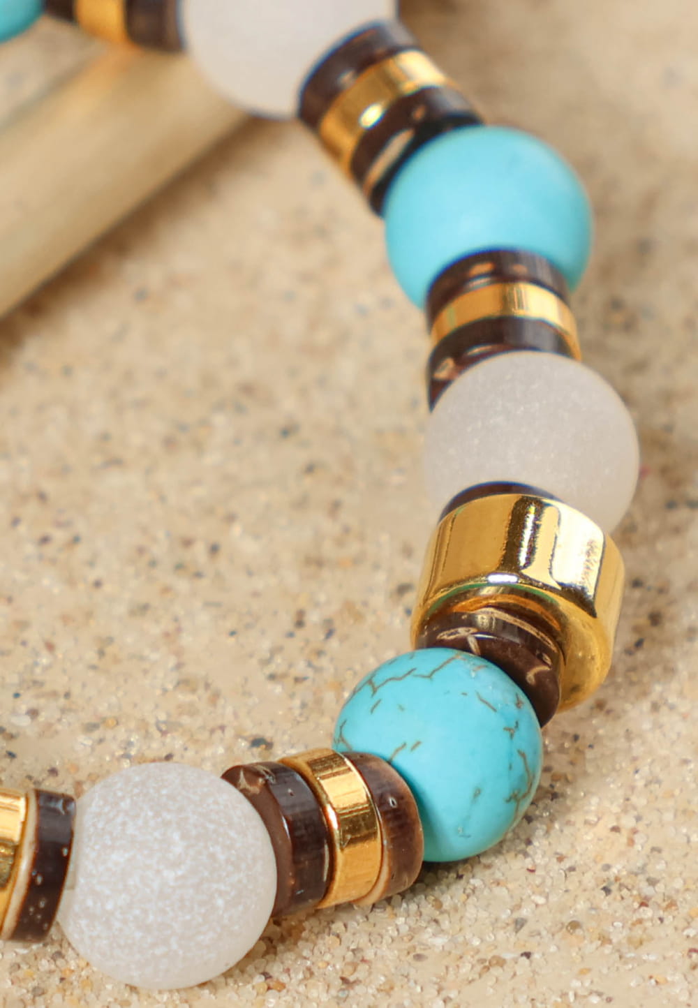 Bracelet Ancien Doré Avec Perle Turquoise - Occasion - Bijou Vintage