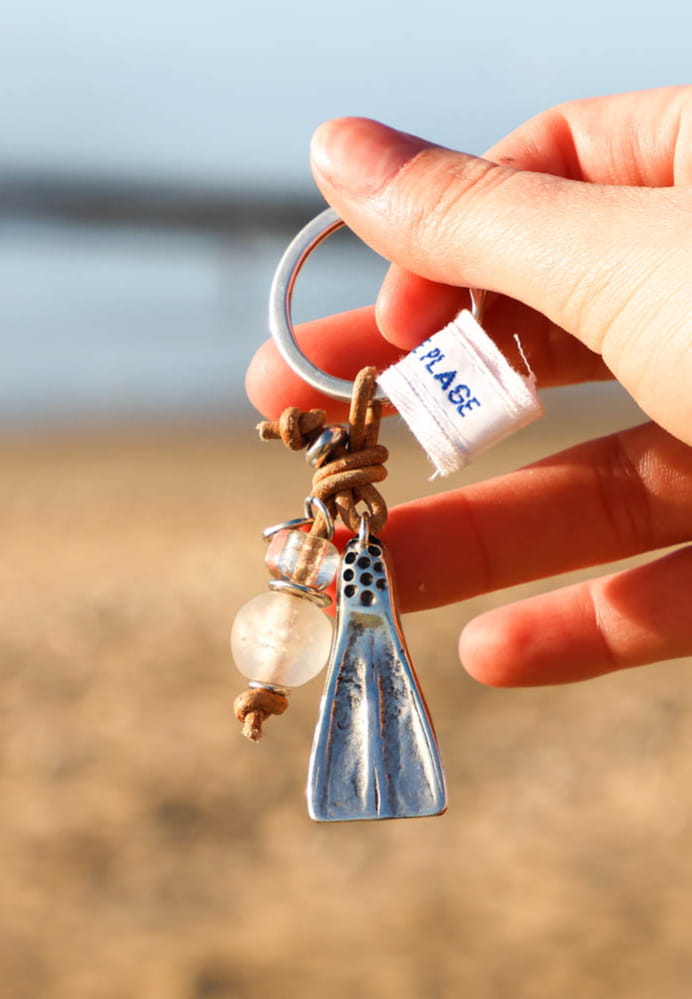 Porte-clés En Forme De Palme De Natation - Métal Argenté, Cadeau Original - Neuf Avec étiquettes