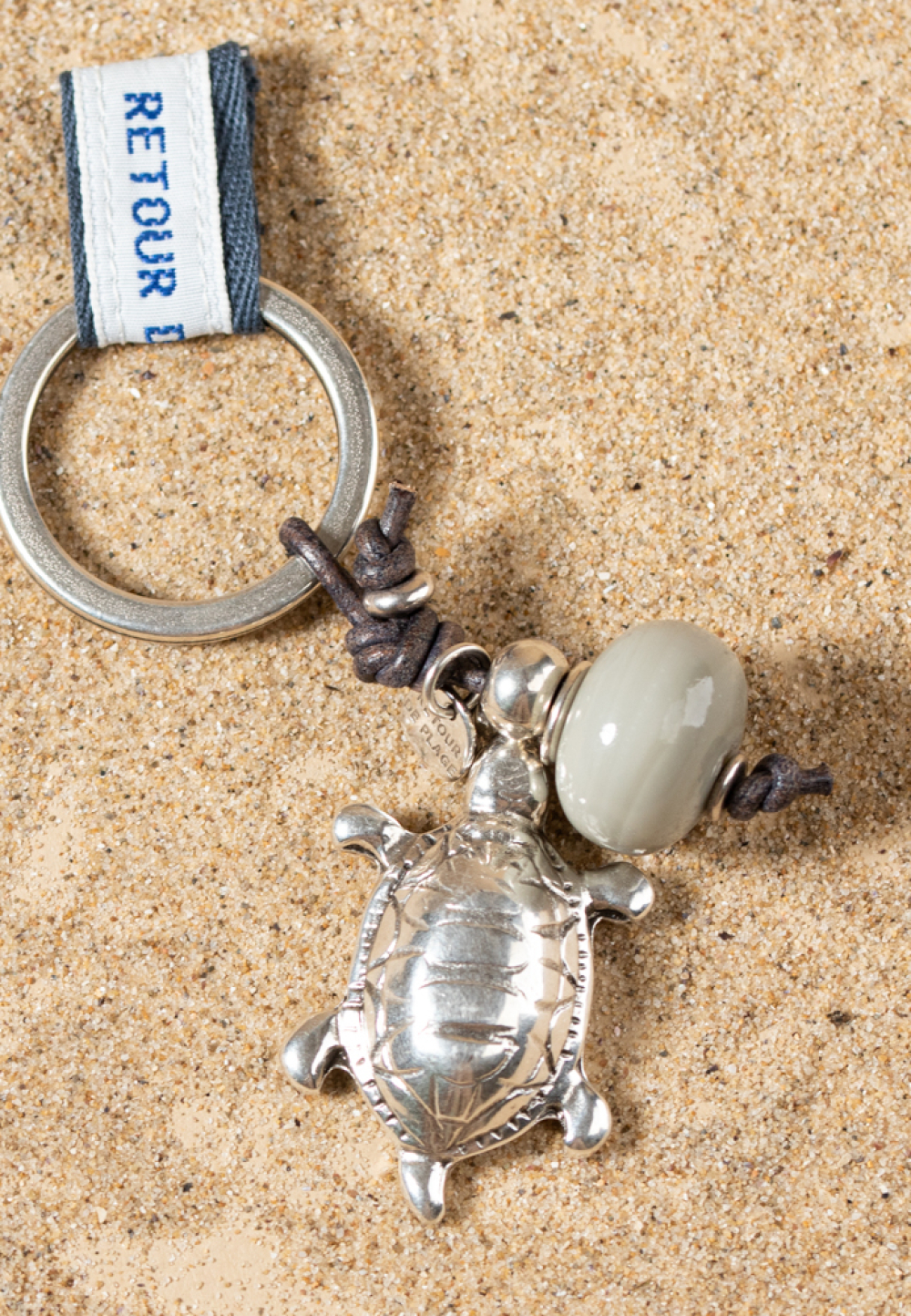 Porte-clefs artisanal en forme de tortue : Tortue - Retour de plage