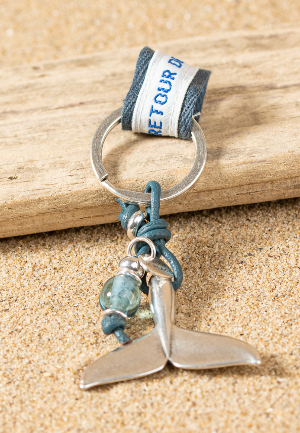 Porte-clefs Arcachon bleu ciel et argenté - Retour de plage