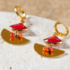 Boucles d'oreilles doré et rouge fantaisie - pampelune - fabrication française et artisanale 