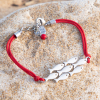 Bracelet fantaisie cordon rouge poisson argenté
