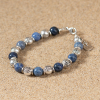 Bracelet fantaisie argenté perles dumortiérite bleu