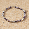 Bracelet fantaisie argenté perles en verre violet