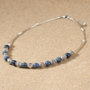 Collier fantaisie argenté perles dumortiérite bleu