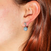 Atome est une paire de petites boucles d'oreilles composée d'un clou d'oreilles en métal plauqé argent 999 et d'un pendentif boule gris. Il s'agit d'une pièce unique fabriquée sur l'ïle d'Oléron.