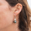 boucles d'oreilles Malawi argenté et céramique vert émeraude