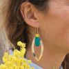 Boucles d'oreilles Mirabel argenté, émeraude et jaune