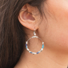 Boucles d'oreilles Trikala argenté et perles turquoises multicolore