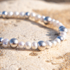 Bracelet fantaisie argenté perles de rivière blanche