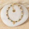 Bracelet Oriana en perles doré, blanc et bleu gris