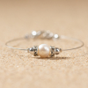 Bracelet pour femme câble en acier, perles de rivière, strass, brillant