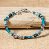 Bracelet pour homme Match en perles argentés et bleu multicolore