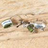 Porte-clés Tortue avec pendentif tortue et perle en verre kaki