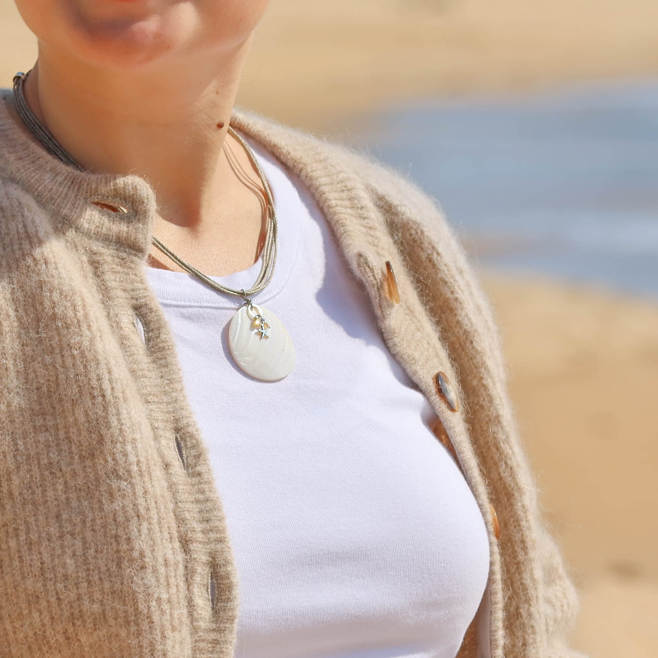 Collier Femme à Superposer – Pendentif Étoile De Mer & Conque – Style Bohème Léopard – Idéal Fête, Plage, Cadeau