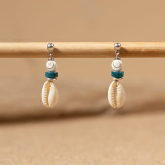 Boucles D’oreilles Longues à Clips En Perles Bleu Pâle – Artisanale, Créée En Gironde