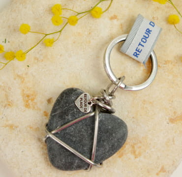 Porte-Clefs - Galet - Coeur - Retour de Plage