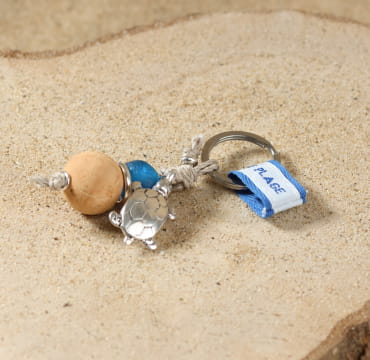 porte-clés Vendredi argenté et bleu, ancre marine en métal, fabrication artisanale française