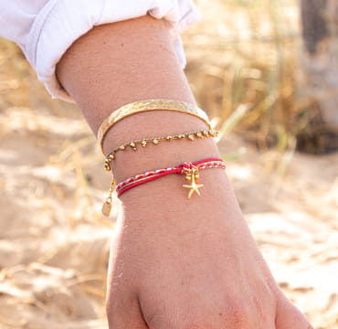 Bracelet mutlirang rouge doré étoile de mer