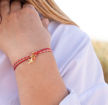 Bracelet mutlirang rouge doré étoile de mer