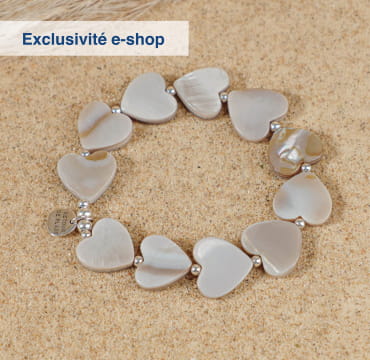 Bracelet gris en perles et métal argenté, fait à la main en France