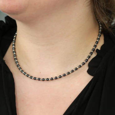 COLLIER PERLE FEMME BITUME
