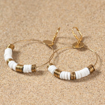 Découvrez les boucles d’oreilles Juliette, un bijou marin fabriqué en France sur l’Île d’Oléron par des monteuses qualifiées.