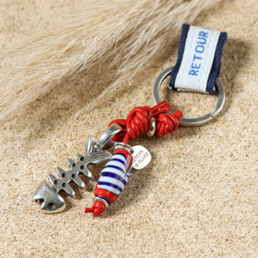 Porte-clés Maroni, cordage tressé et breloques colorées – fabrication artisanale