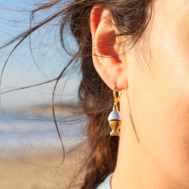 Boucles d’oreilles pendantes en métal argenté et doré, faites main en France