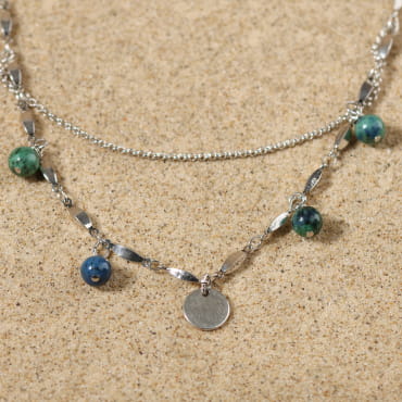 Collier Casta assorti au bracelet, perles multicolores et argentées – bijou fait en France