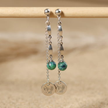 Boucles pendantes Casta multicolores et argentées, bijou fait main en France