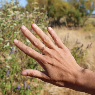 bague Hendayaise dorée, motif torsadé, fabrication artisanale française