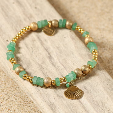 bracelet Jade doré, perles vert amande et apprêts dorés, création artisanale française