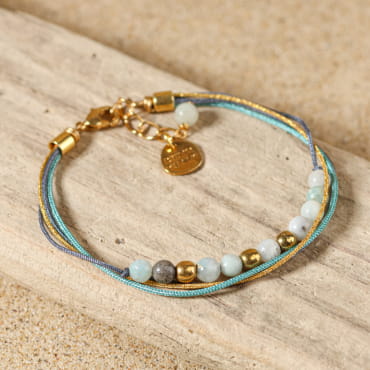 bracelet Jessica doré, perles vertes et apprêts dorés, fait main en France