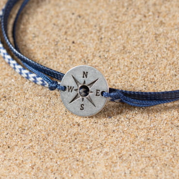 Bracelet enfant multirang bleu marine rose des vent argentée