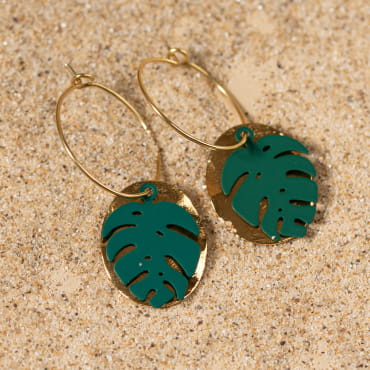 BOUCLES D'OREILLES  créoles FEUILLETTE