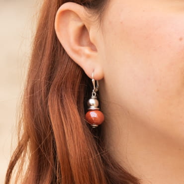 Boucles d'oreilles Malawi argenté et en céramique Terracotta