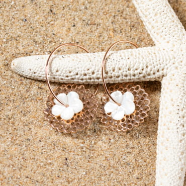 boucles d’oreilles Nectar avec deux perles saumon en suspension, style romantique