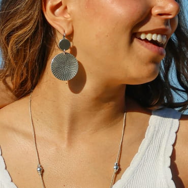 Boucles d’oreilles Jody en métal plaqué argent, fabrication artisanale française