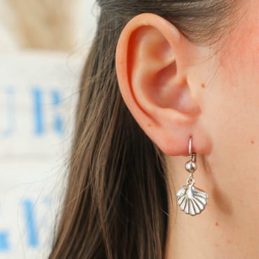 Boucles Playa blanches et argentées, création artisanale française