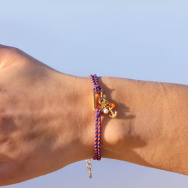 Bracelet Biarritz doré et perles orange multicolores, bijou ensoleillé fait main