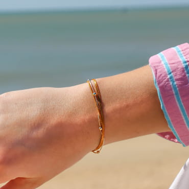bracelet Bombay doré moutarde, bijou artisanal fait main en France