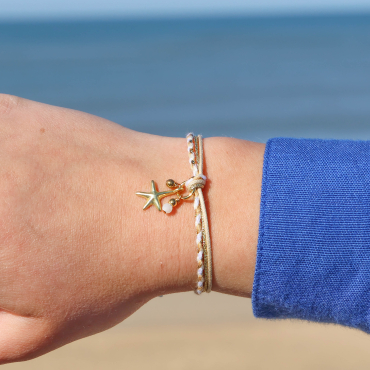 bracelet Java doré beige multicolore, création artisanale française