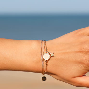 bracelet Ouest doré beige, création artisanale française