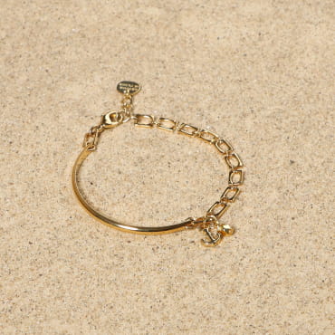 bracelet port doré avec petite ancre marine