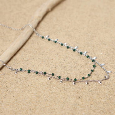 collier Songe argenté vert, création artisanale française