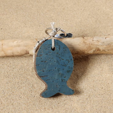 porte-clés Salmonete argenté avec poisson bleu marine